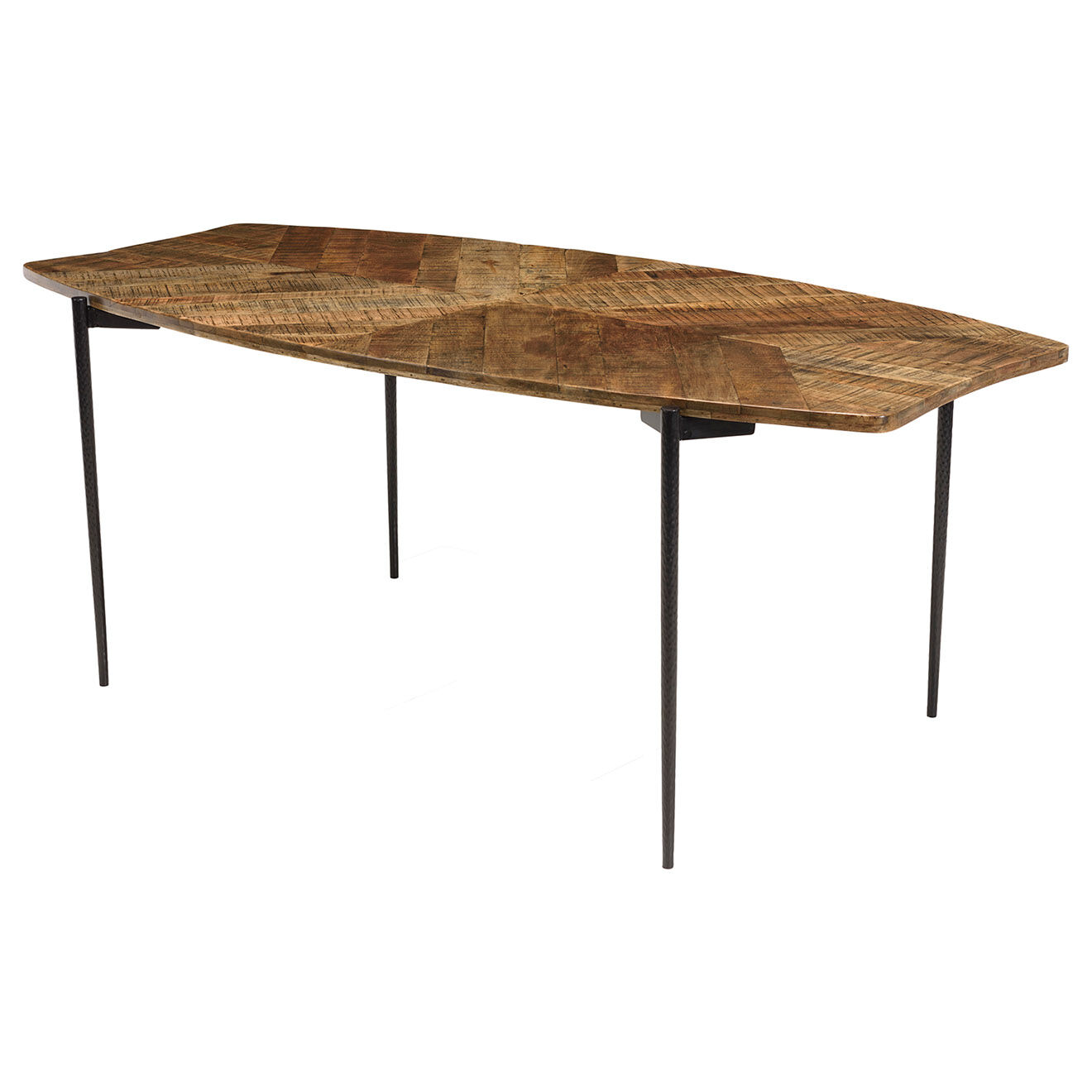 Macabane Table à manger bords concaves bois recyclé Kiara bois - 200x100x78 cm