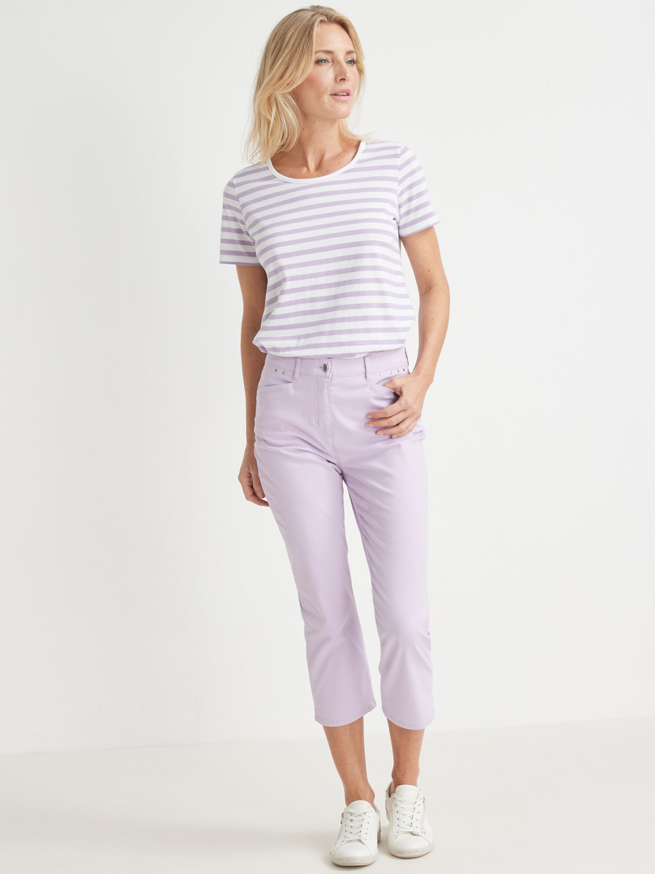 Pantalon corsaire en toile extensible