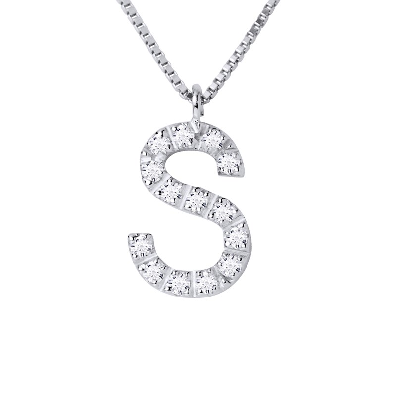 Collier ALPHABET Diamants 0,07 Cts  LETTRE 