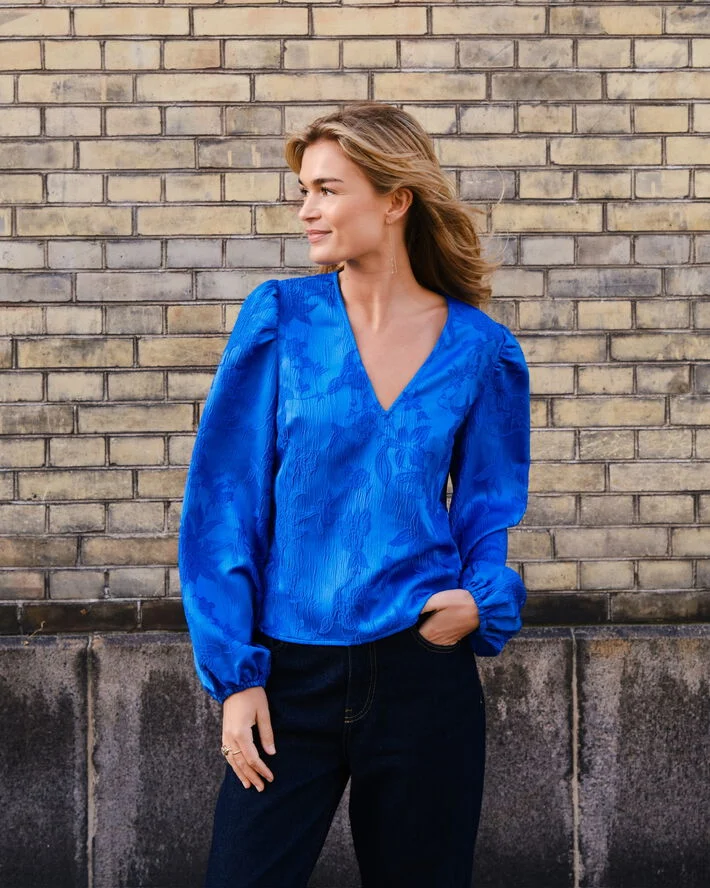 Neo Noir Palmino Jacquard Blouse Blue