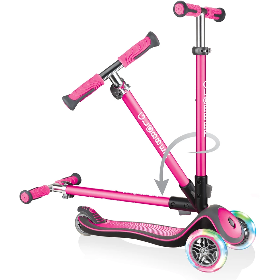 GLOBBER Scooter ELITE DELUXE LIGHTS mit Leuchtrollen, pink