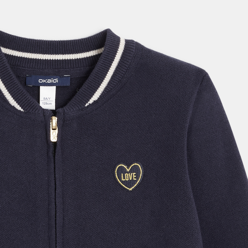 Teddy zippé en maille bleu fille