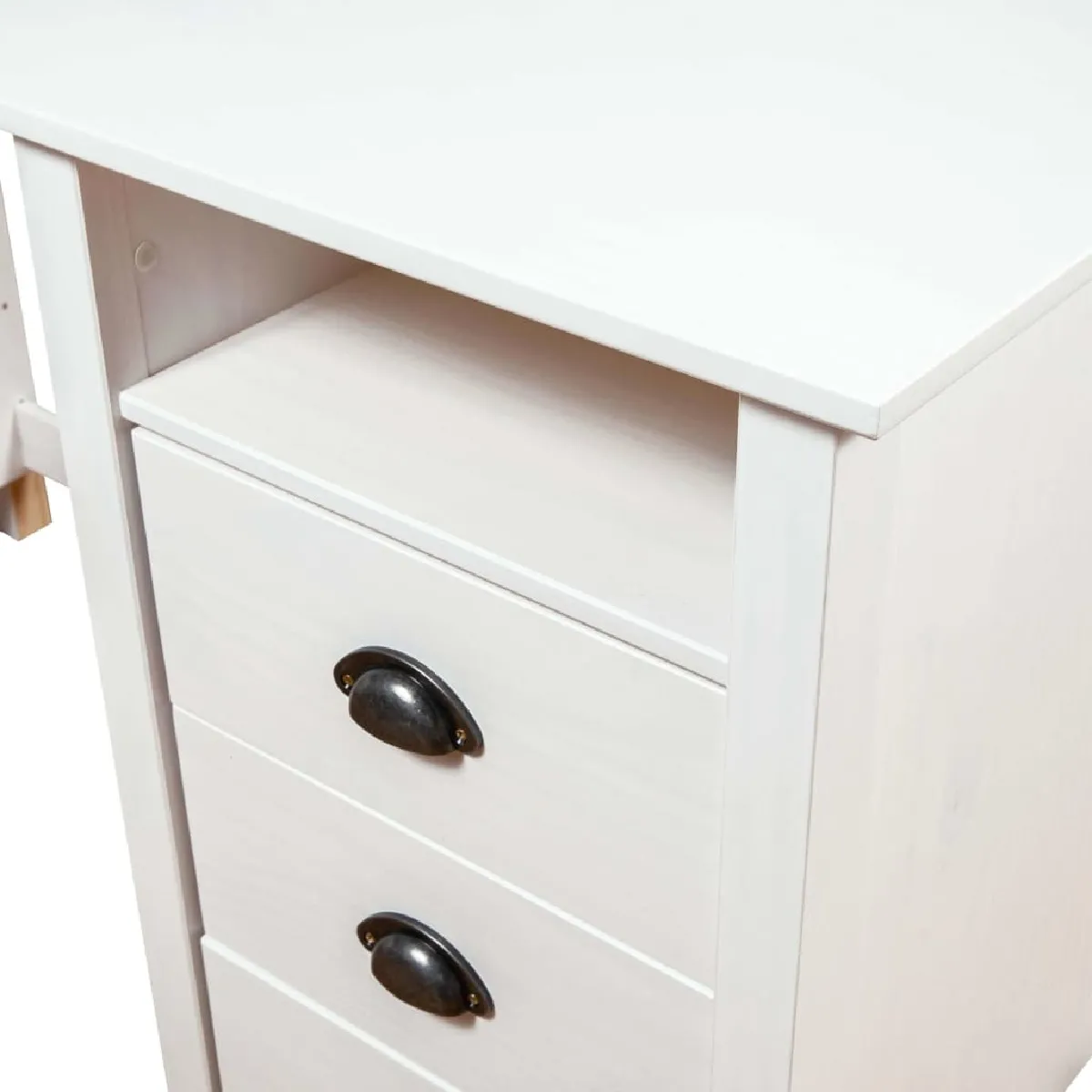 Helloshop26 Bureau pin massif blanc 120 cm