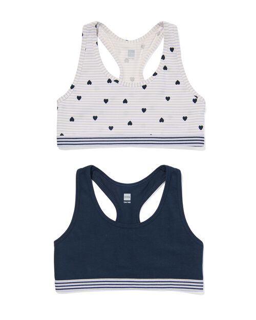 2 croptops enfant coton stretch bleu foncé