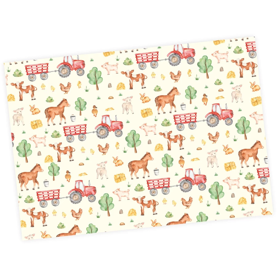 Nikima Geschenkpapier 5 Bögen Bauernhof – 1,60€qm Größe: - 84,1 x 59,4 cm bunt