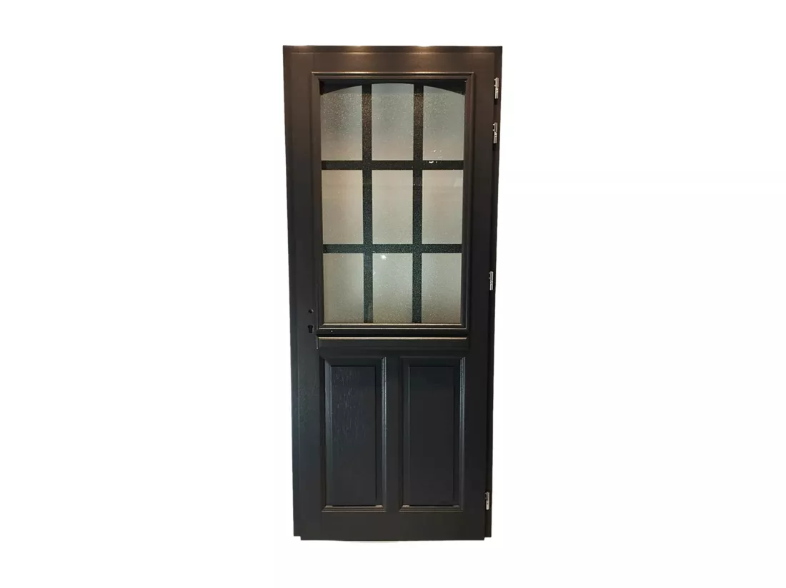 Porte D'Entrée Bois Vitrée, Alicia, Gris Ral7016, H,215Xl,80 P,Gauche Cote Tableau