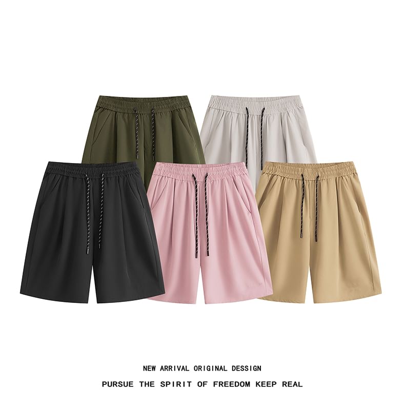 Breeson - Effen shorts met wijde pijpen en trekkoord in de taille