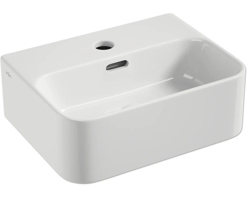 Jungborn THREE wastafel, 39 x 30 cm, glanzend wit, inclusief keramische afvoerplug
