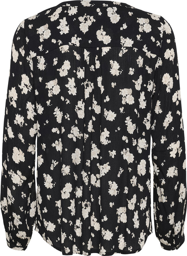 Kaffe KAamber Blouse LS Printed Black/white flower print
