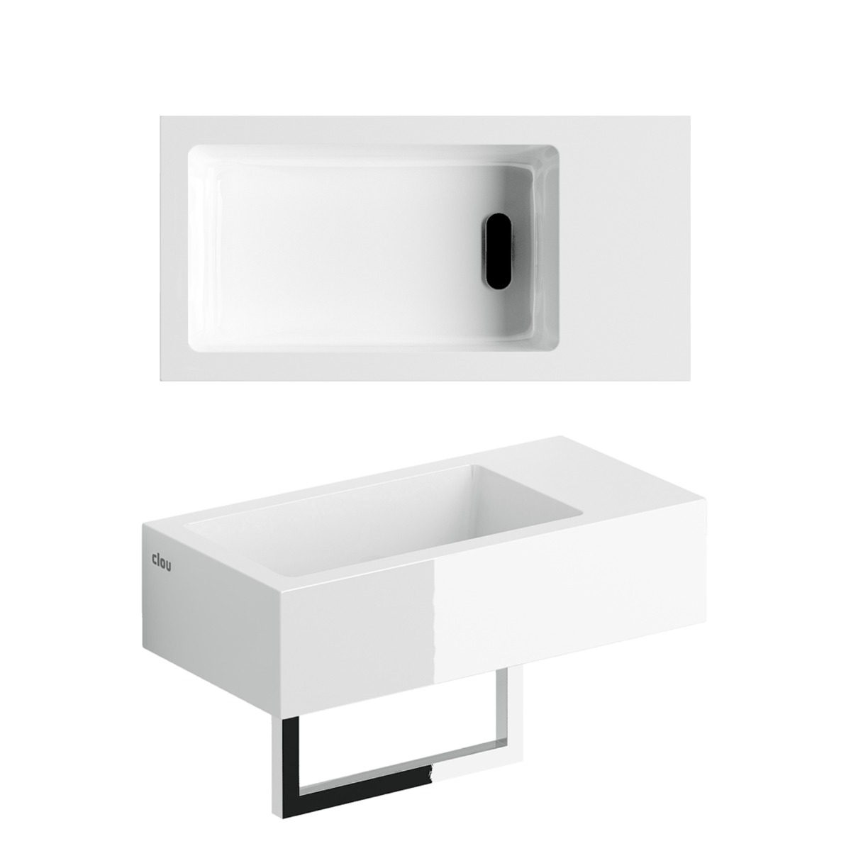 Clou Flush 3 fontein mineraalmarmer 36cm rechts en handdoekhouder wit glans