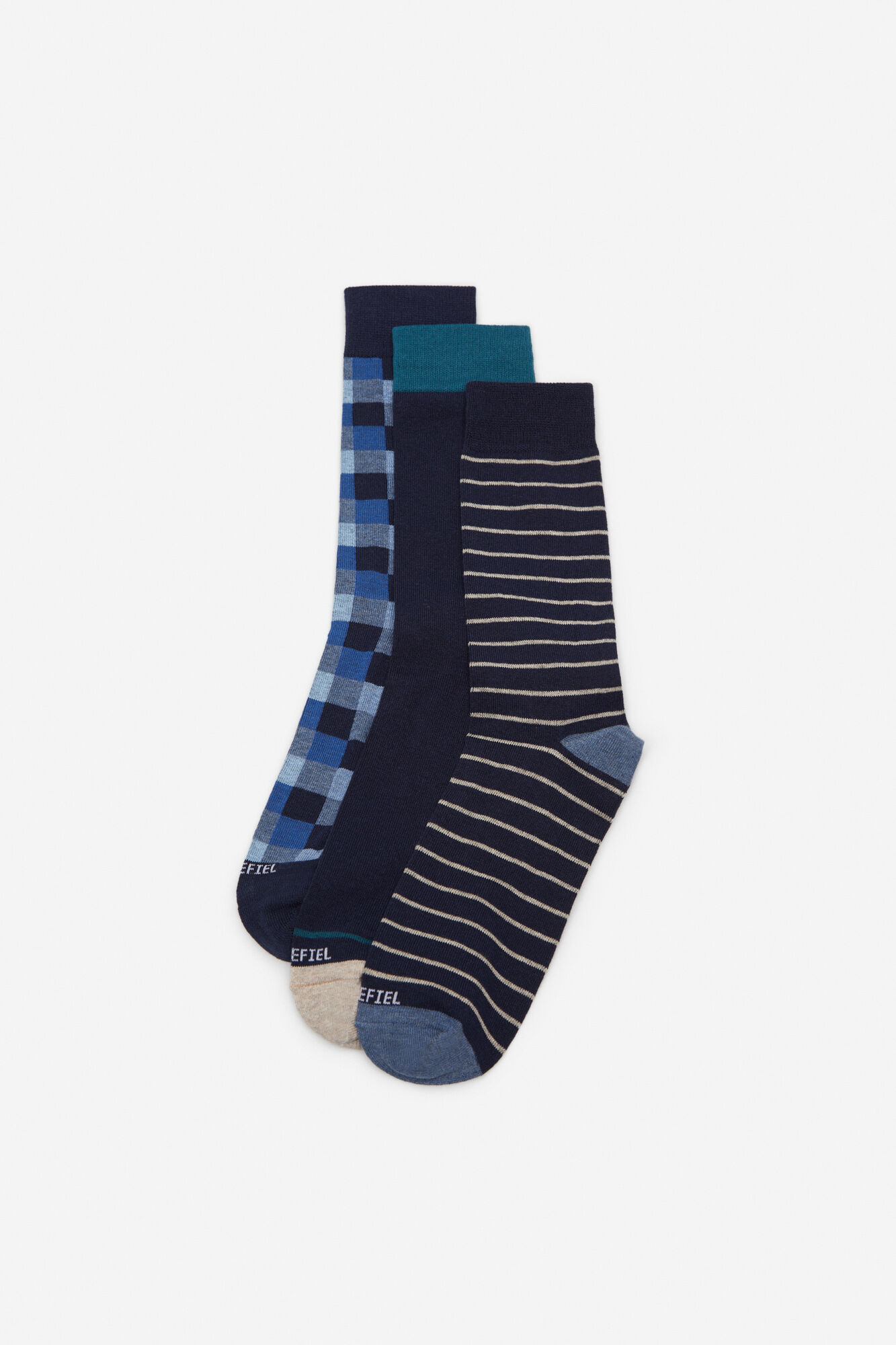 Pacote com 3 pares de meias - Azul marinho