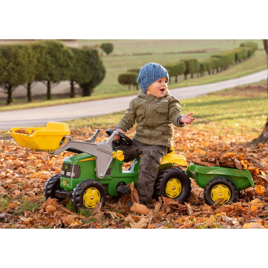 rolly®toys Kindertraktor rollykid John Deere mit Lader und Anhänger