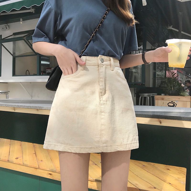 Sisyphi - Hoge taille denim A-lijn minirok