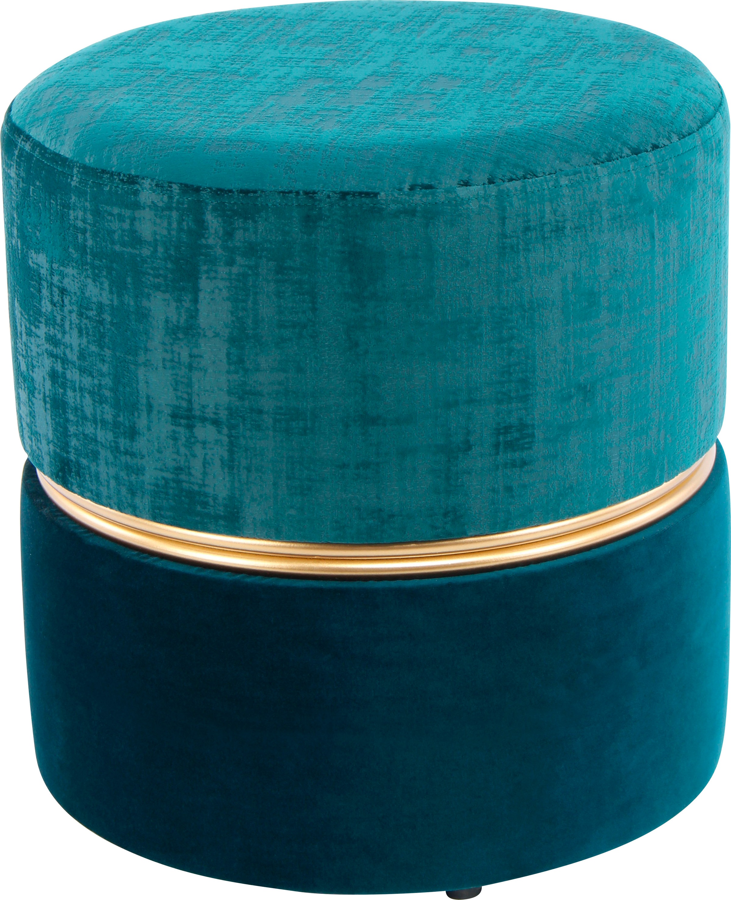 Kayoom Sitzhocker »Hocker Cleopatra 625, Sitzhocker in zweifarbigem Design« 1 Stk. tlg. zweifarbig, dekorativ, pflegeleicht, edler Akzent durch Metallring