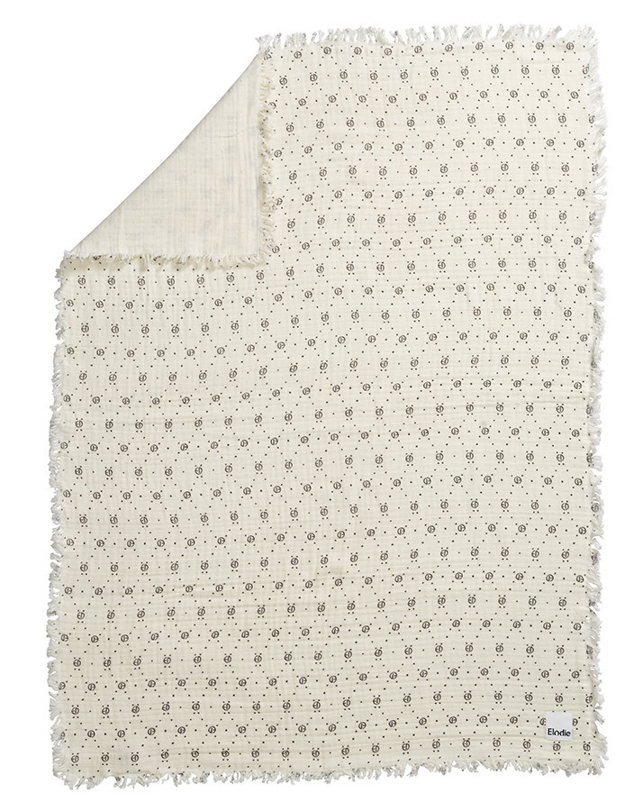 Mulldecke SOFT COTTON – MONOGRAM (75x100) in weiß/schwarz