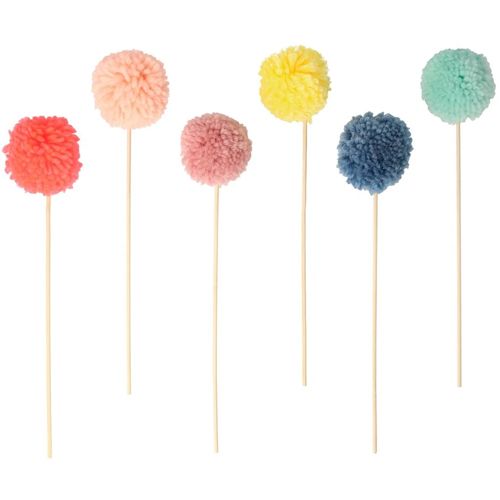Meri meri taartversiering pompom - 6st
