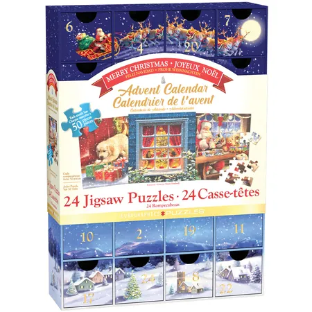 Eurographics Frohe Weihnachten Adventskalender, 24 Puzzle je 50 Teile