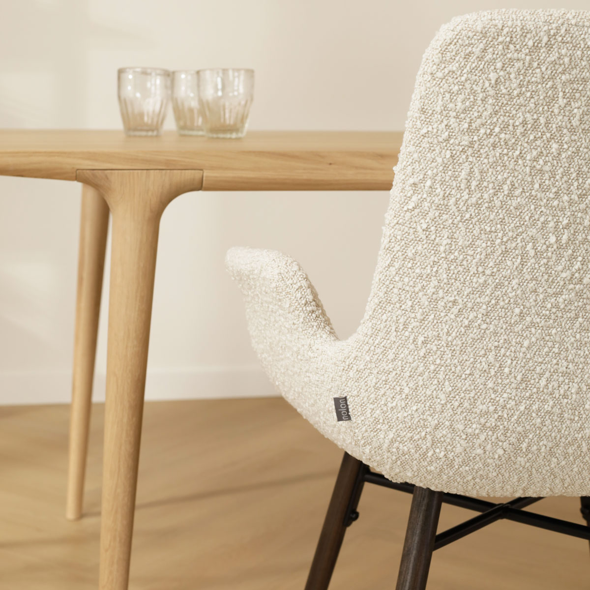Nena-Eef eetkamerstoel bouclé beige