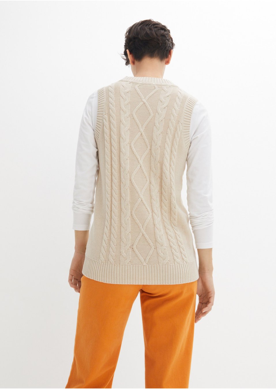 Pull sans manches en maille avec torsades