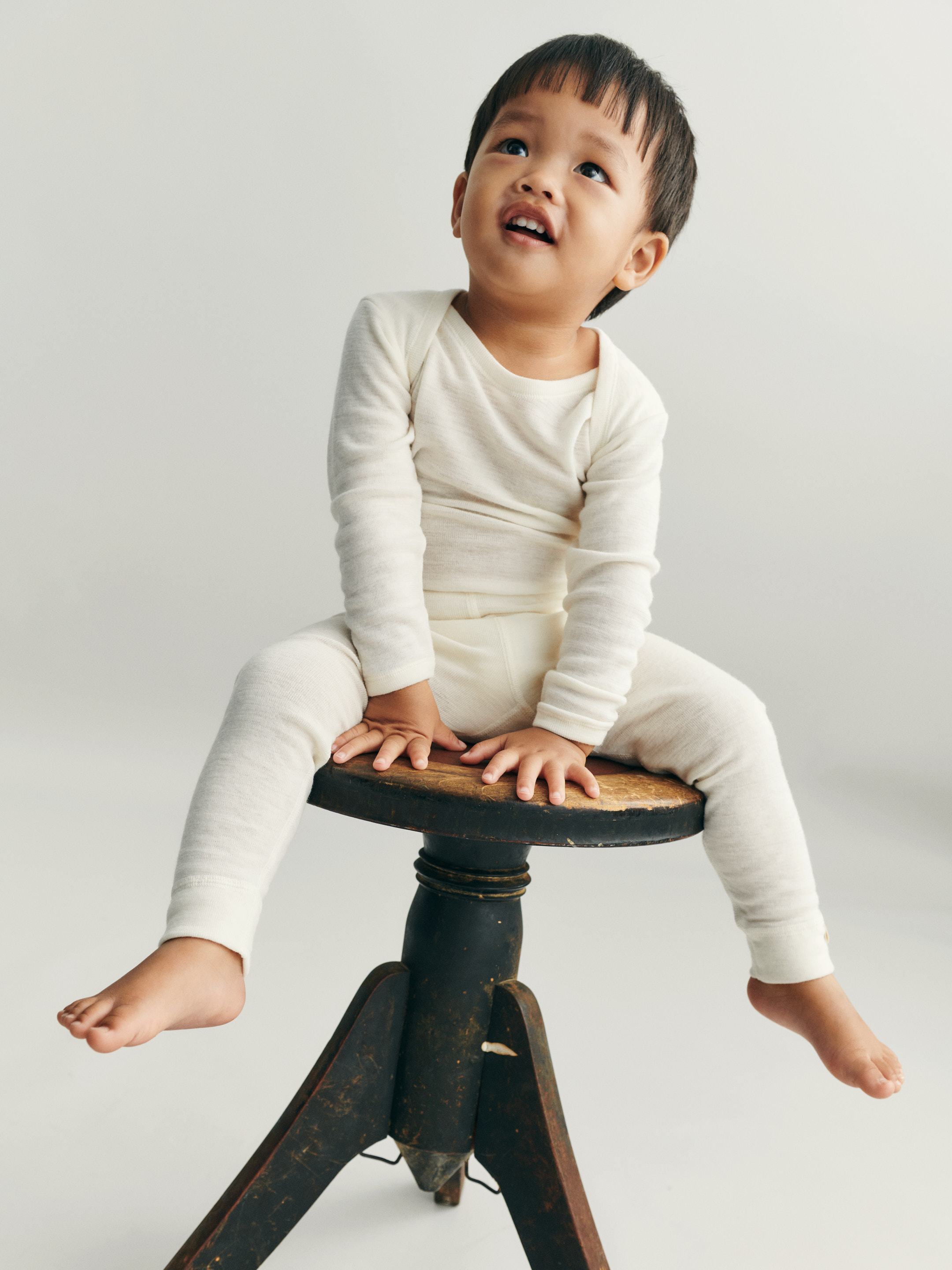 Romper met lange mouw van merinowol voor baby's
