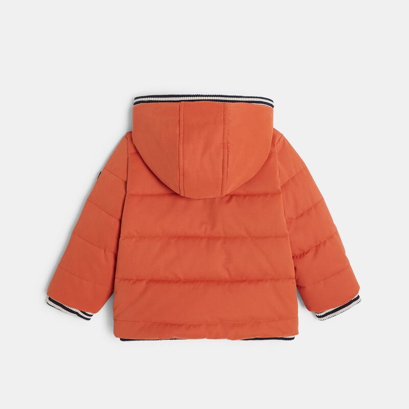 Manteau matelassé doublé renard brodé orange bébé garçon