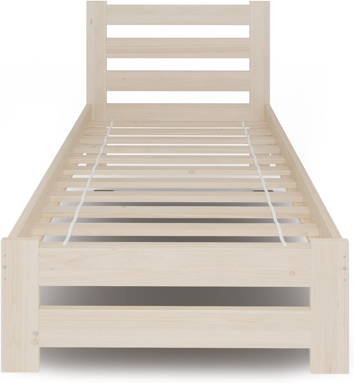 Home Collective Holzbett 90x200 cm mit Lattenrost Modern Bett Kiefer Massiv Bettgestell Einzelbett Massivholzbett Klassisch Komfortabel & Langlebig Skandinavisch Boho Landhaus Kopfteil hoch Natur
