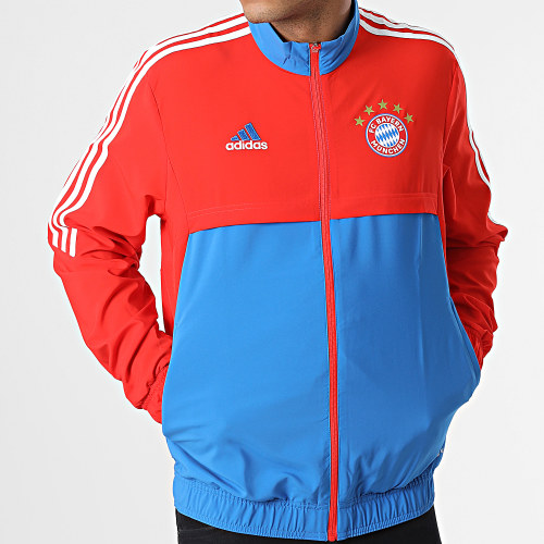 Veste Zippée A Bandes Bayern Munich HU1274 Rouge Bleu