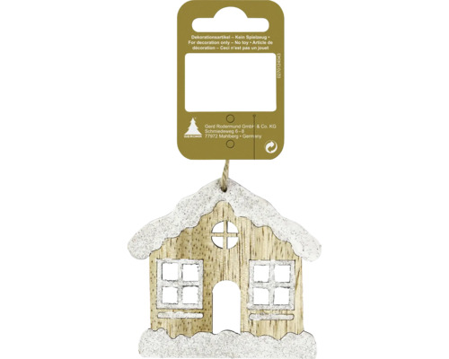 Kerstdecoratie hangend huis hout wit