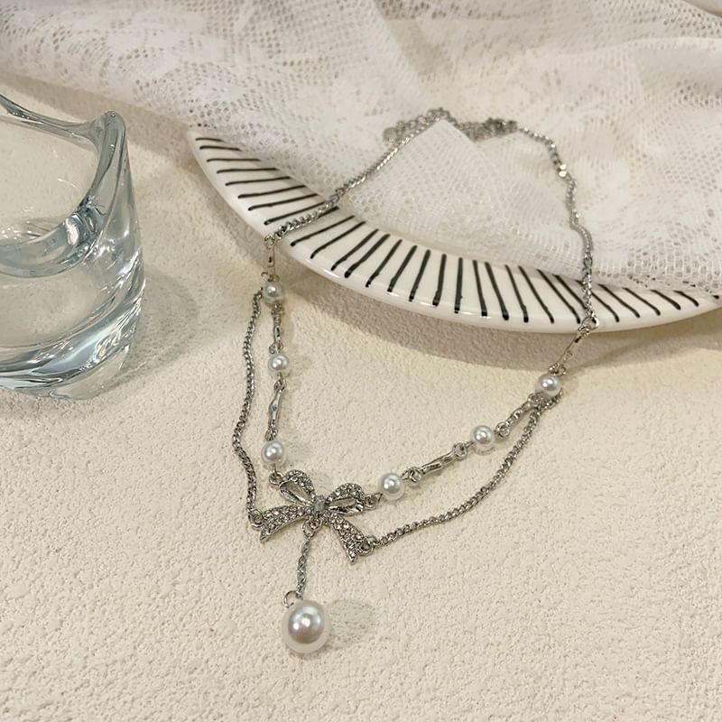 Milkieway - Nepparelketting met strass-strik