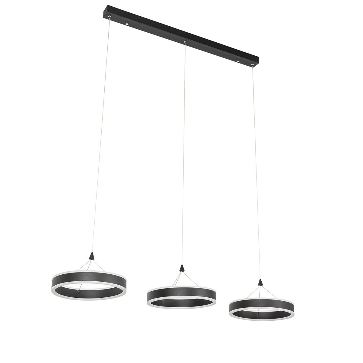 Hanglamp zwart langwerpig incl. LED 3-staps dimbaar 3-lichts - Lyani