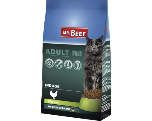 MR.BEEF Indoor droogvoer voor katten, 10 kg, kip, non-GMO, zonder toegevoegde suikers, zonder kleurstoffen, zonder soja. Gemaakt in Duitsland.