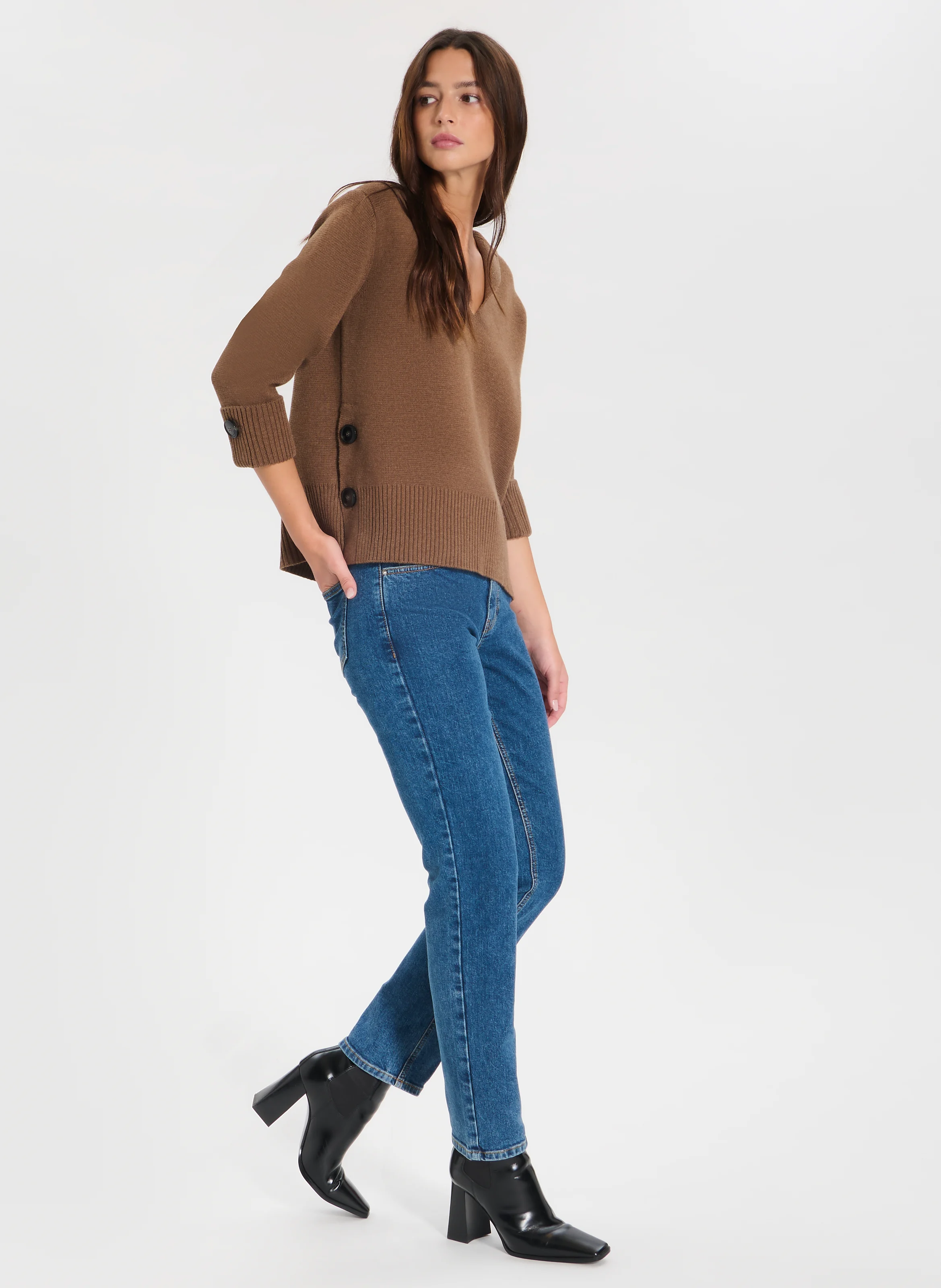 NILIM - Pull oversize en laine mélangée | Marron