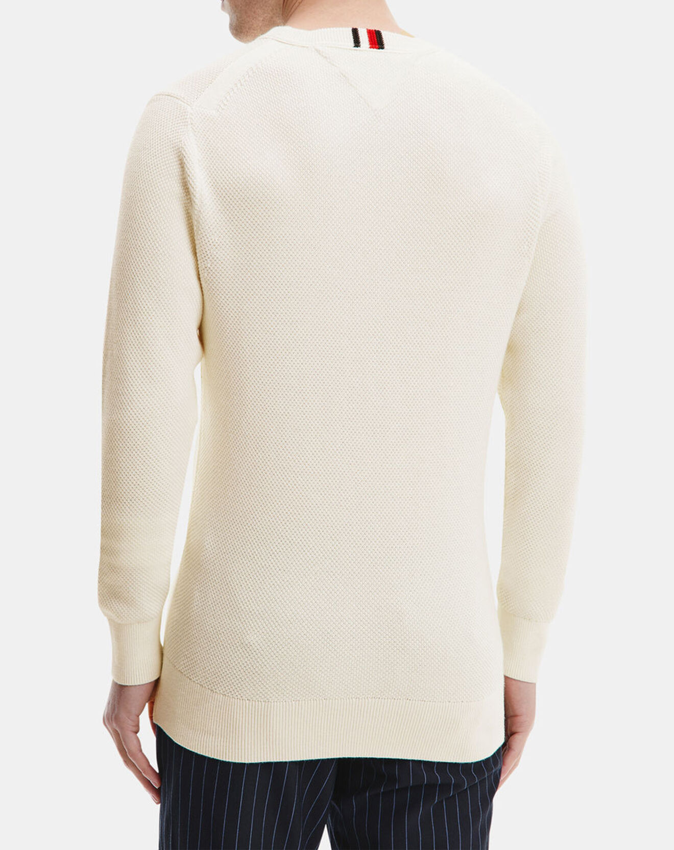 Tommy Hilfiger Pull piqué Structure col rond écru