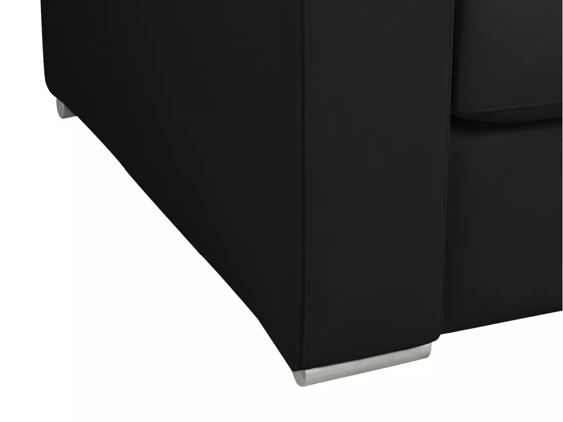 Canapé 3 places convertible express 100% cuir de buffle noir matelas 20 cm DELECTEA II