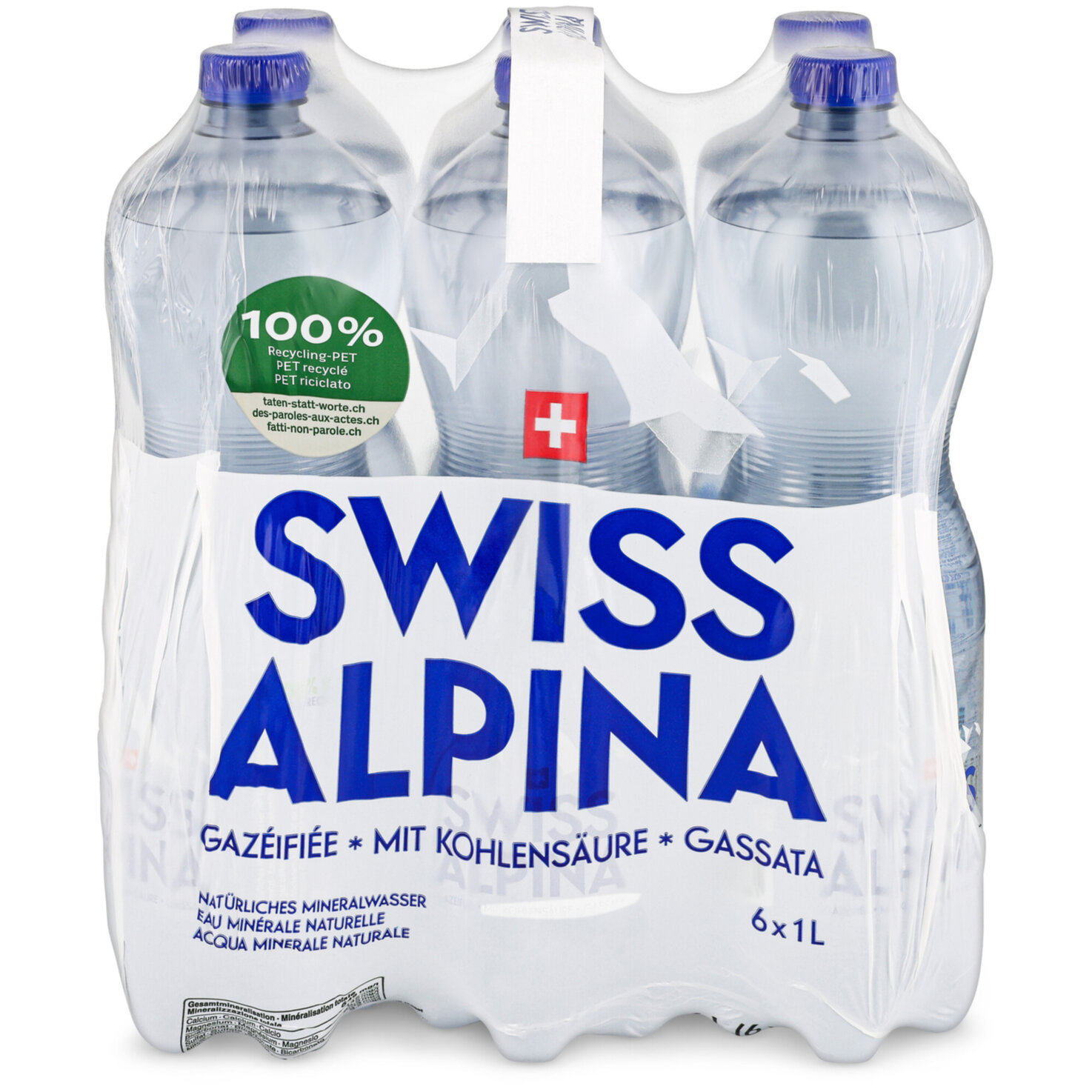 Swiss Alpina Blau Mineralwasser mit Kohlensäure 6x1l