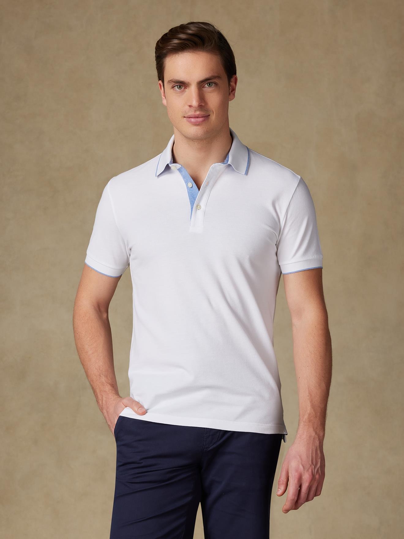 Polo Ron en piqué blanc