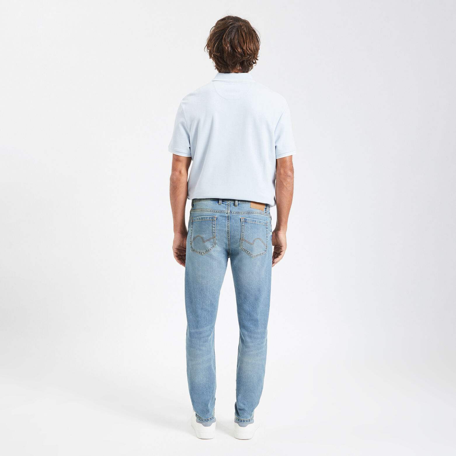 Jean slim en coton et polyester recyclés Bleu