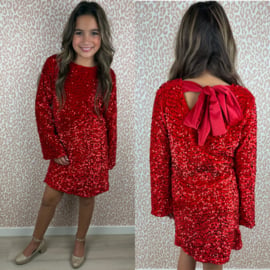 Red paillet & bow dress