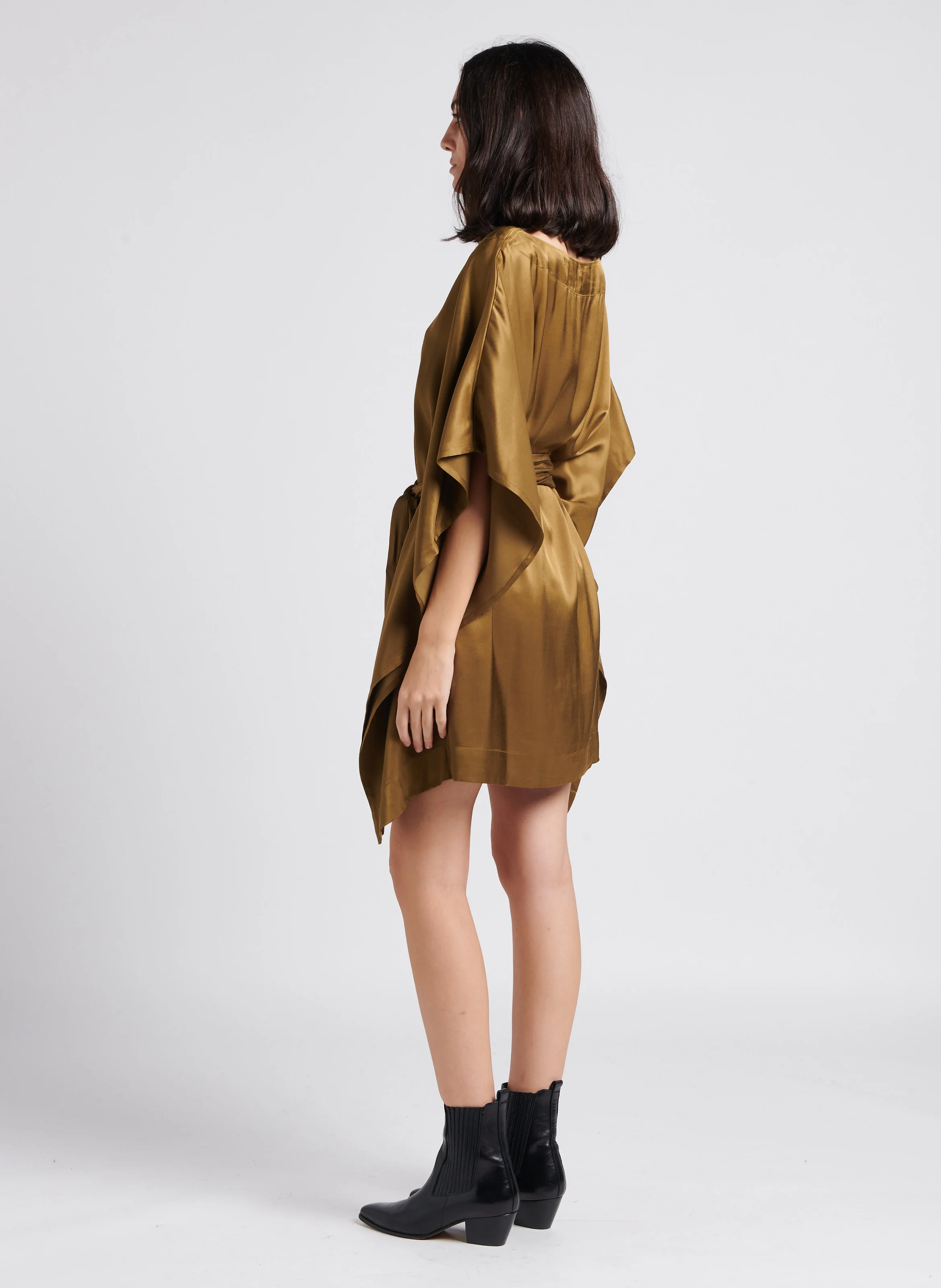 CARTNEY - Robe ample courte col bateau | Marron
