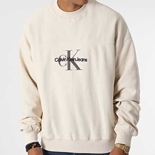 Sweat Crewneck Monologo Textured 1893 Beige