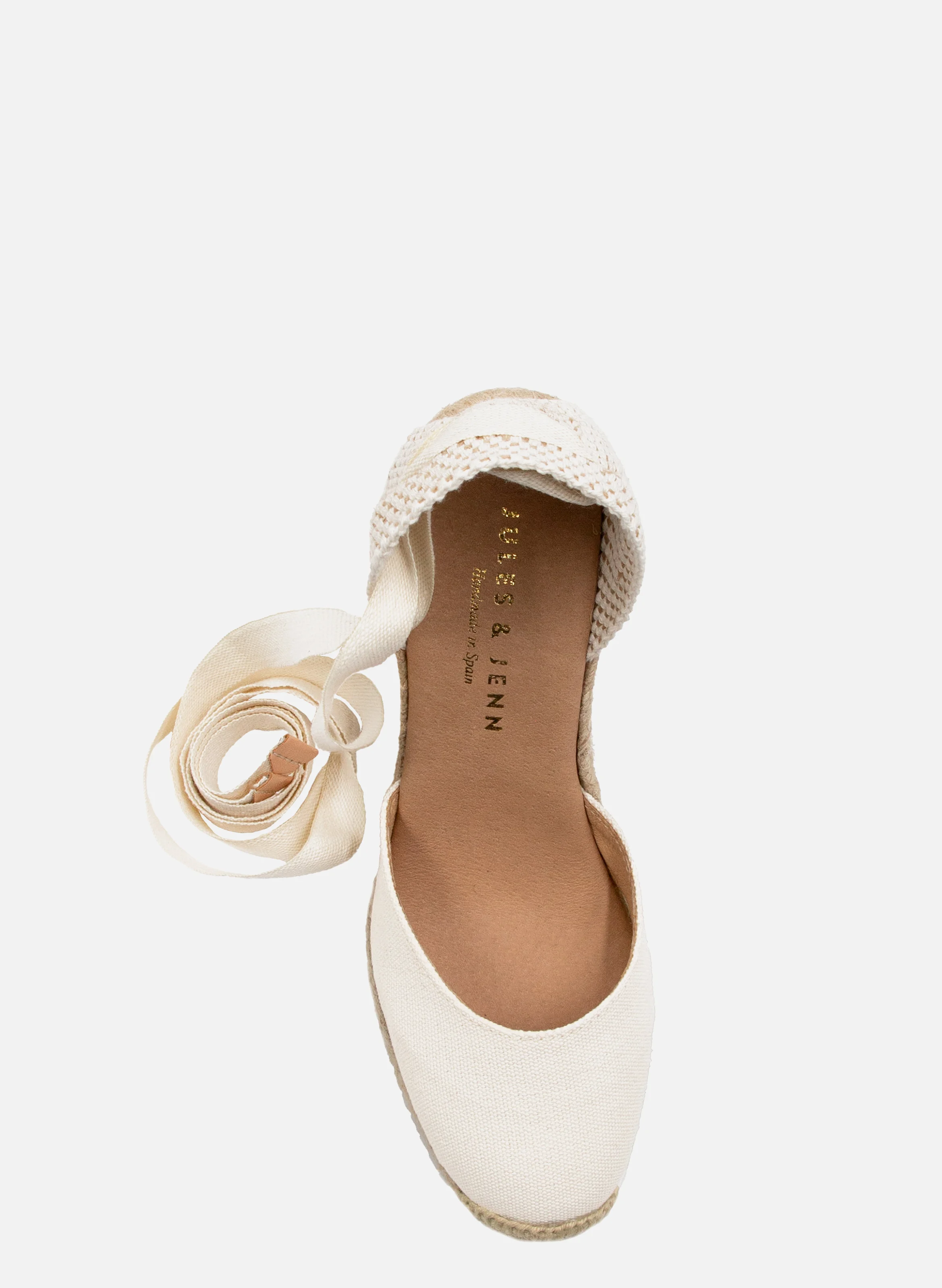 Espadrilles compensées lacées toile recyclée | Beige