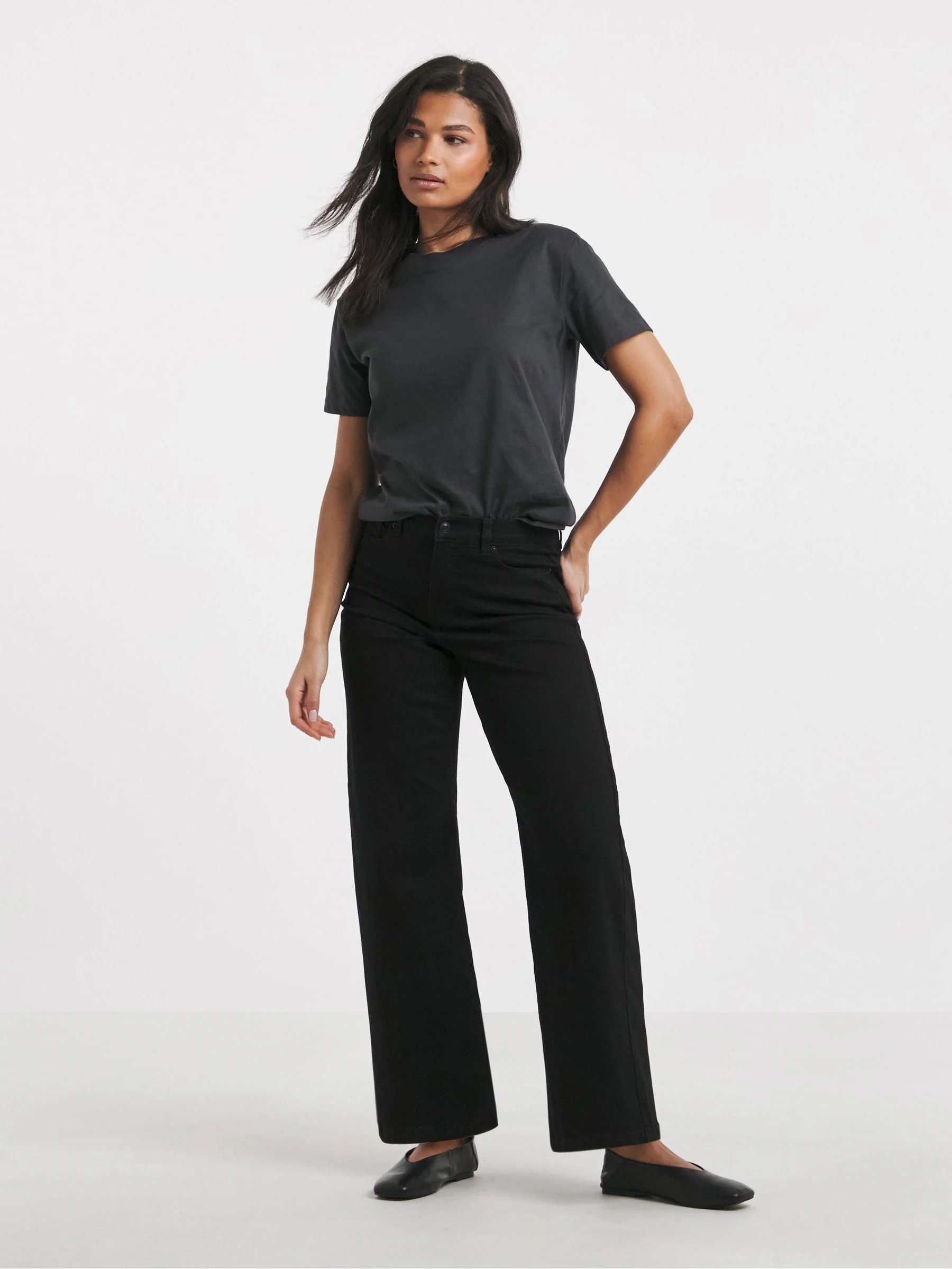 Zwart - Simply Be 24/7 jeans met wijde pijpen