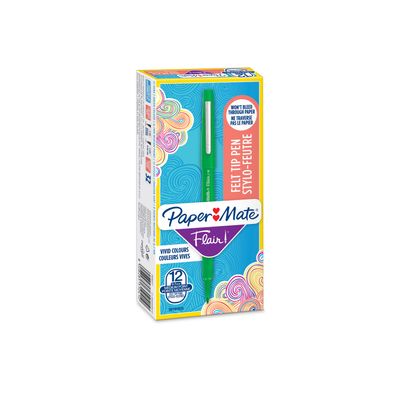 Paper Mate Flair Original - Pack de 12 feutres fins - pointe moyenne - vert