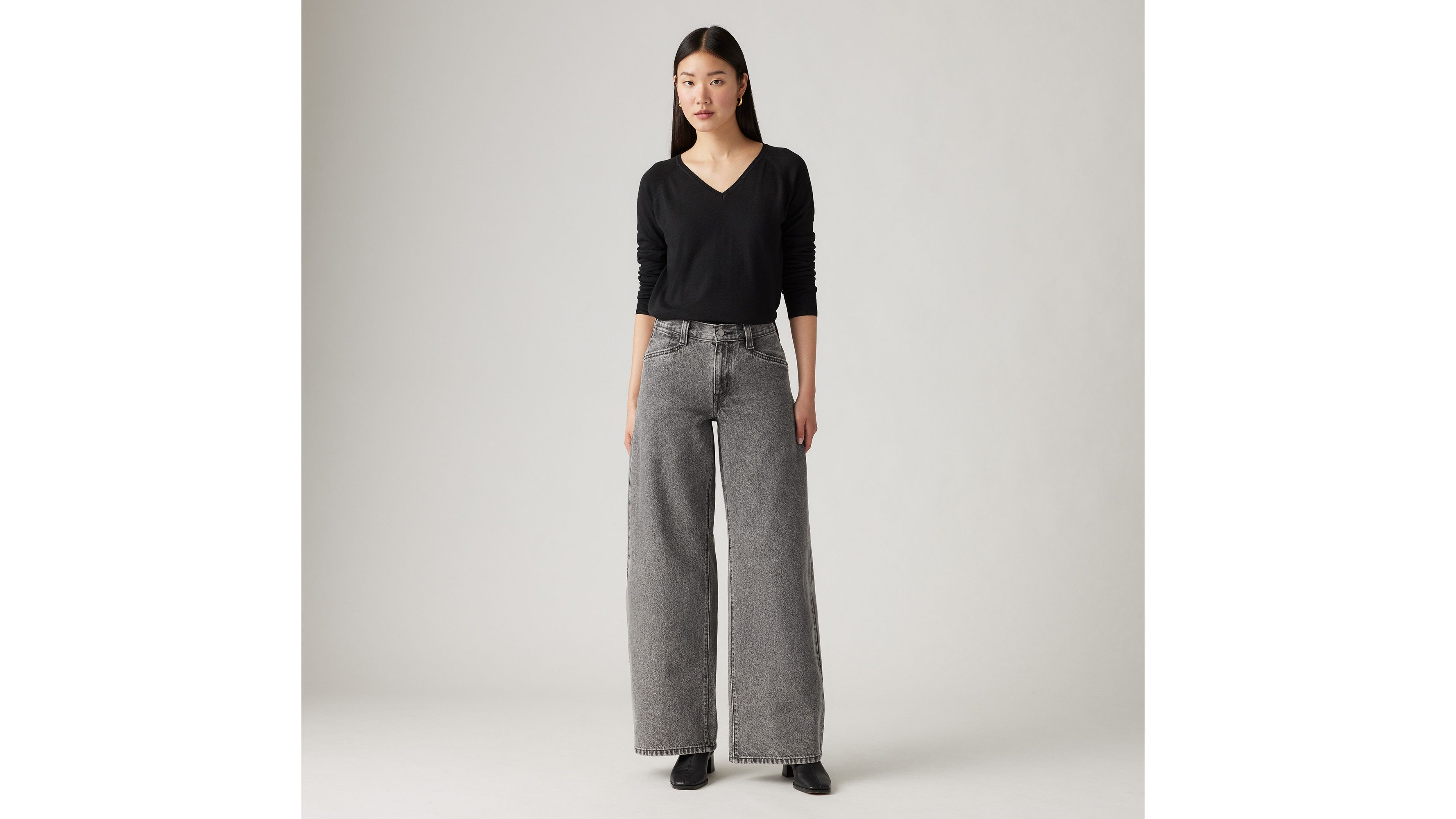 '94 Baggy Leg Jeans - Out And About Clean Hem - Blue