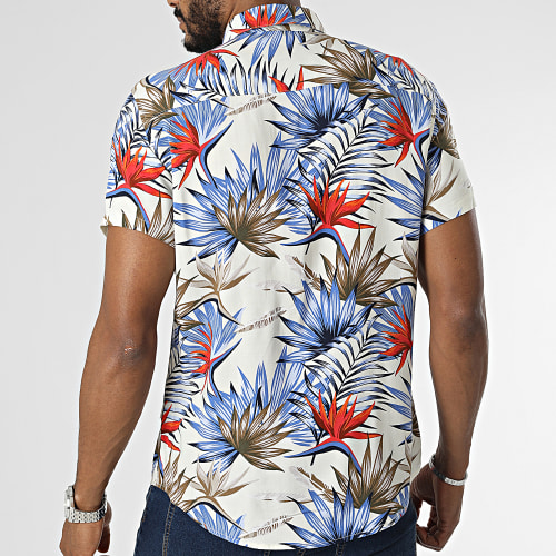 Chemise Manches Courtes Floral 20715740 Blanc Bleu