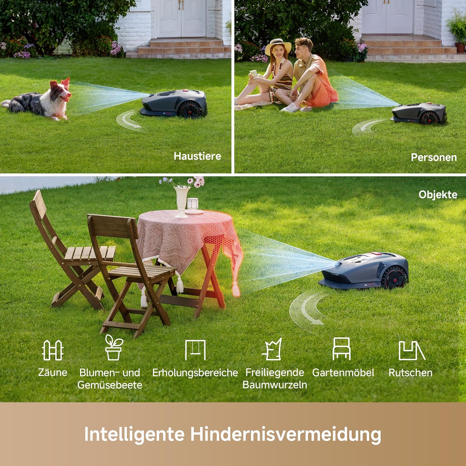 MOVA 1000 Garage Combo: Rasenmäher Roboter mit 3D-LiDAR, Mähroboter ohne Begrenzungskabel, Genaue Kartierung bis 1.000㎡, Smarte Hindernisvermeidung, App-Steuerung, Verbesserte Geländeräder, U-Schnitt