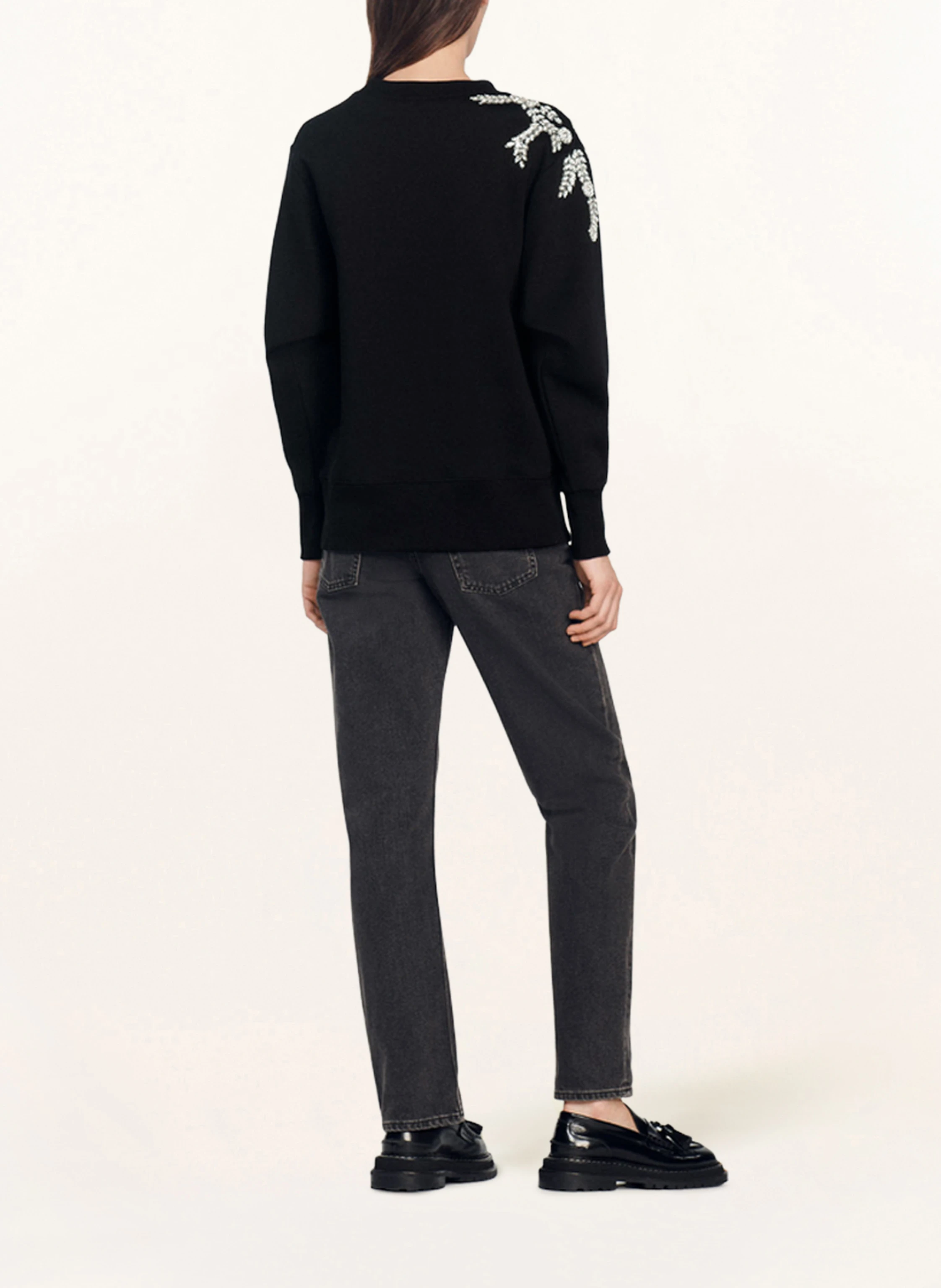 SANDRO Sweatshirt mit Schmucksteinen