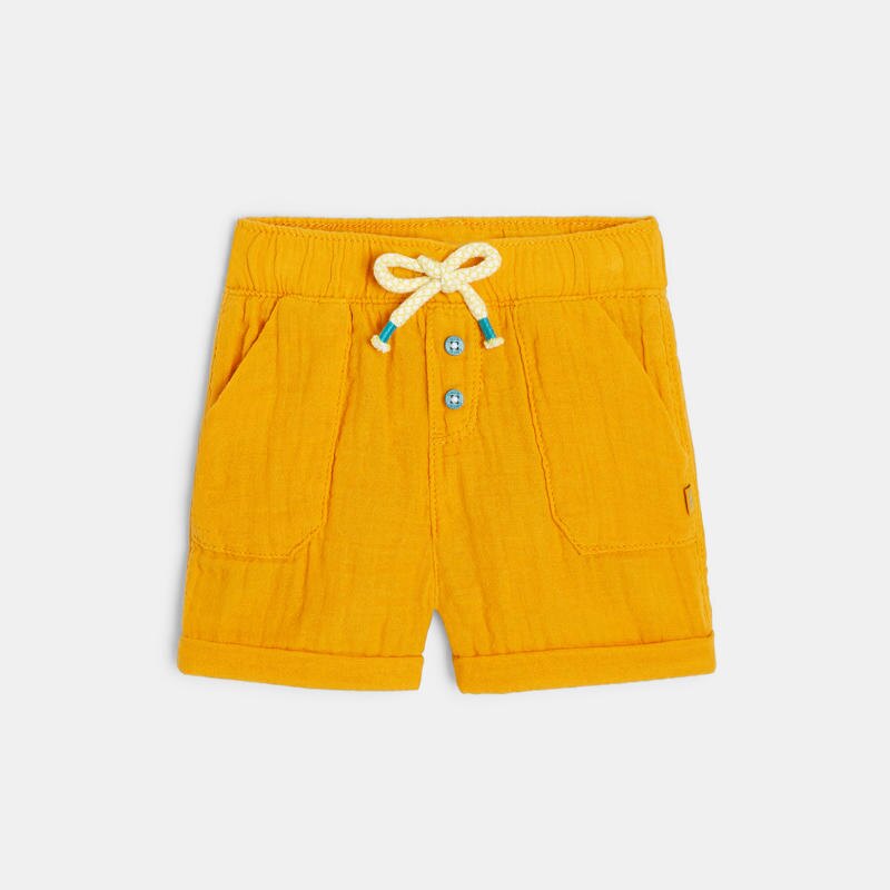 Short coton léger gaufré jaune bébé garçon Jaune