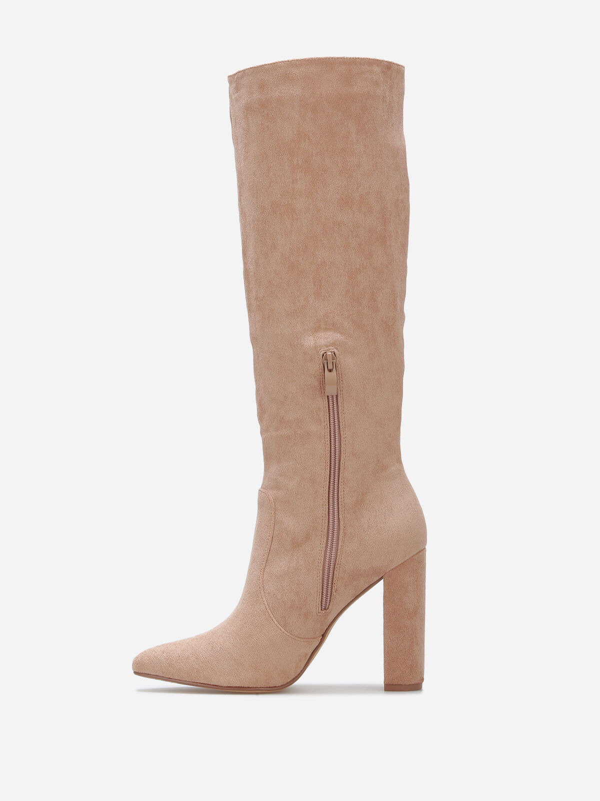 Bottes en suédine à bout pointu- Taupe