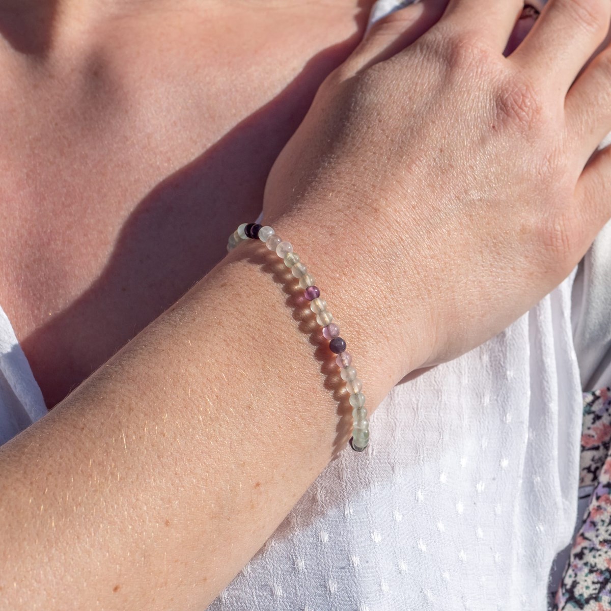 Collier, bracelet et boucles d'oreilles Serena en pierres Fluorite